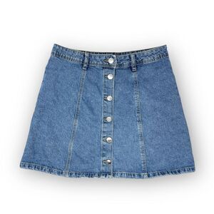 Divided H&M Button Front A Line Jean Mini Skirt Women’s Size 8